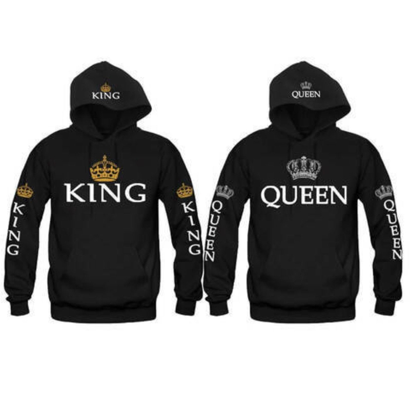 King and Queen Matching Raglan Hoodies King and Queen Couple Joggers
