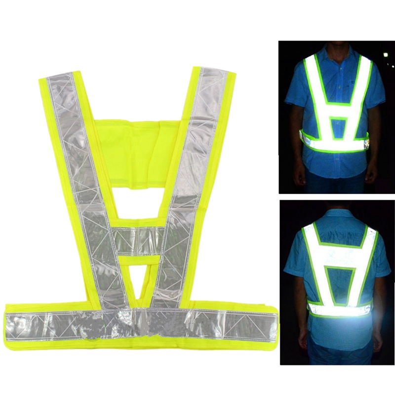 

CKC 1pc New Arrival Neon Lime Yellow Reflective Vest V-Shaped Clothing High Visibility Classic Safety Belt Reflective Belt
