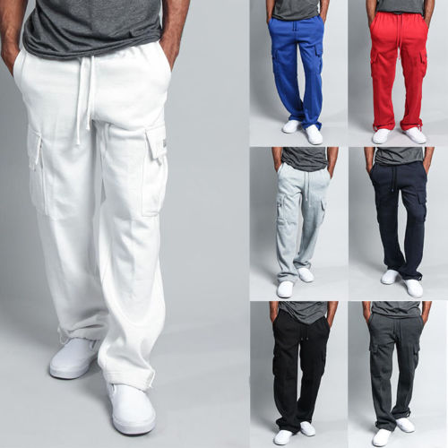 

G-Style USA Men's Jogger Heavy Weight Fleece Cargo Pocket Sweat Pants - FL77, Red
