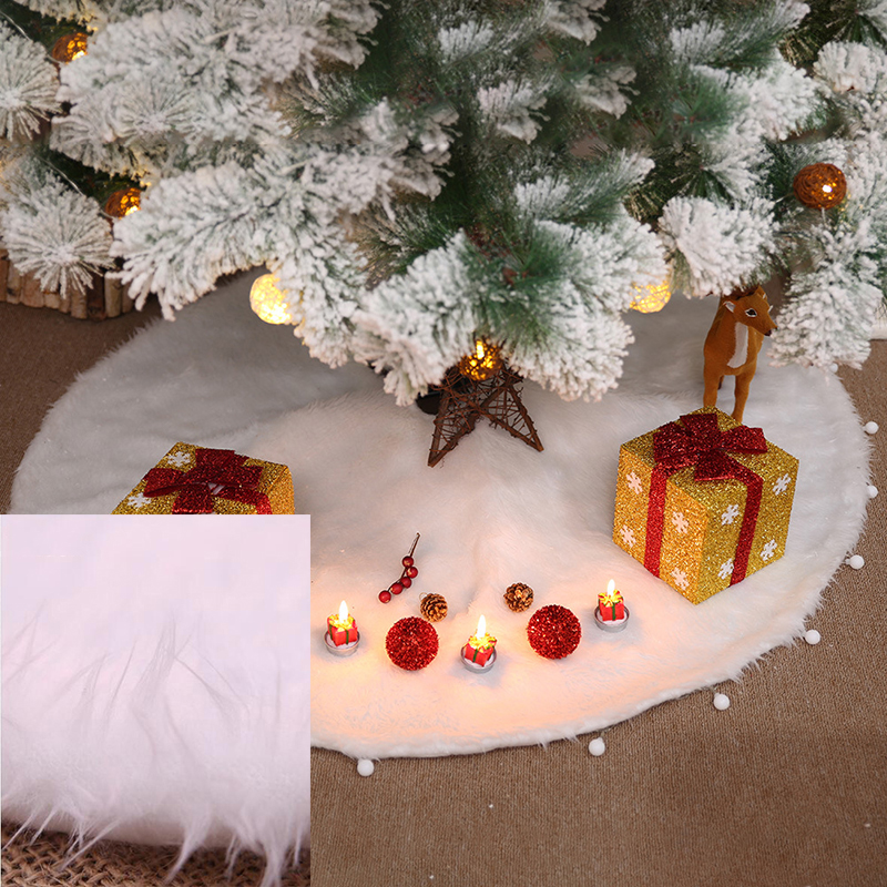 

1pc White Plush Christmas Tree Skirts Fur Carpet Merry Christmas Decoration for Homel Tree Skirts New Year Decoration