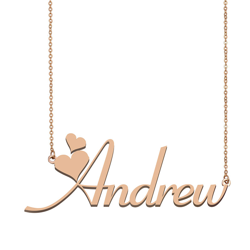 

Andrew Name Necklace Pendant for Women Girlfriend Gifts Custom Nameplate Children Best Friends Jewelry 18k Gold Plated Stainless Steel, Silver