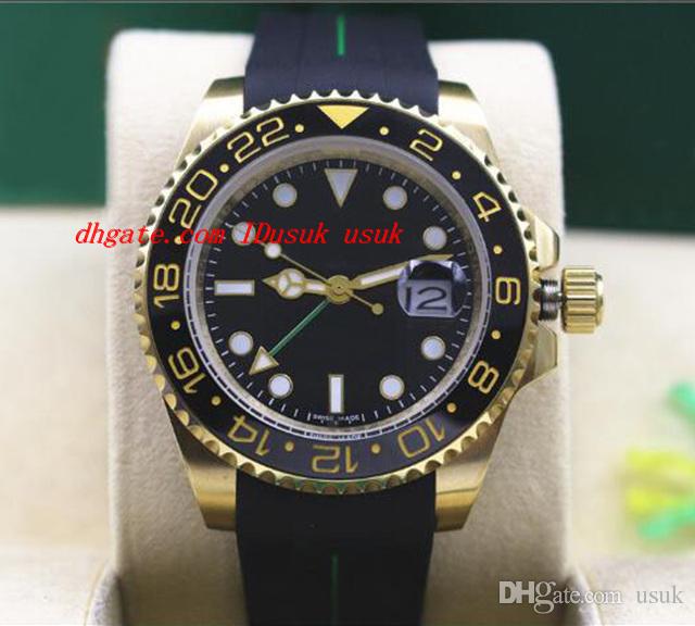

2019 Luxury Watch 40mm Silver/Gold Rubber Bracelet II Ceramic Black Bezel Black Dial # 116718 Automatic Mechanical Men Watches New Arrival
