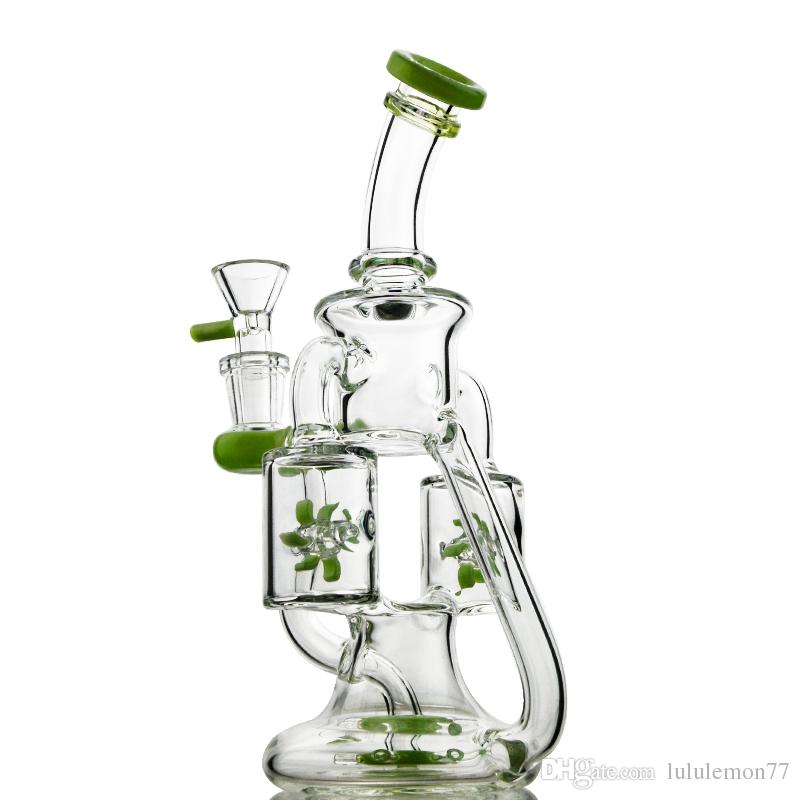 

Glass Bong heady Dab Rigs Sprinkle Propeller Perc Double Function Water Pipe Recycler Oil Rig Glass Water Bongs Oil burner Pipe with 14mm