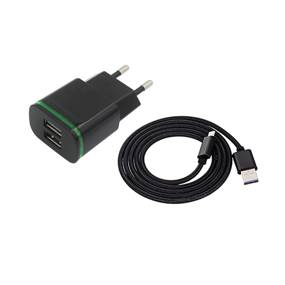 

2-PORT 5V Fast-Charging Eu Plug Power Charger + Usb 3.1 Type C Cable, White