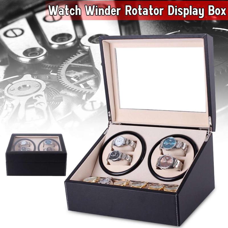 

Watch Winder Rotator PU Leather Storage Case 4+6 Display Box Organizer 10 Slots Simple Structure Silent Operation