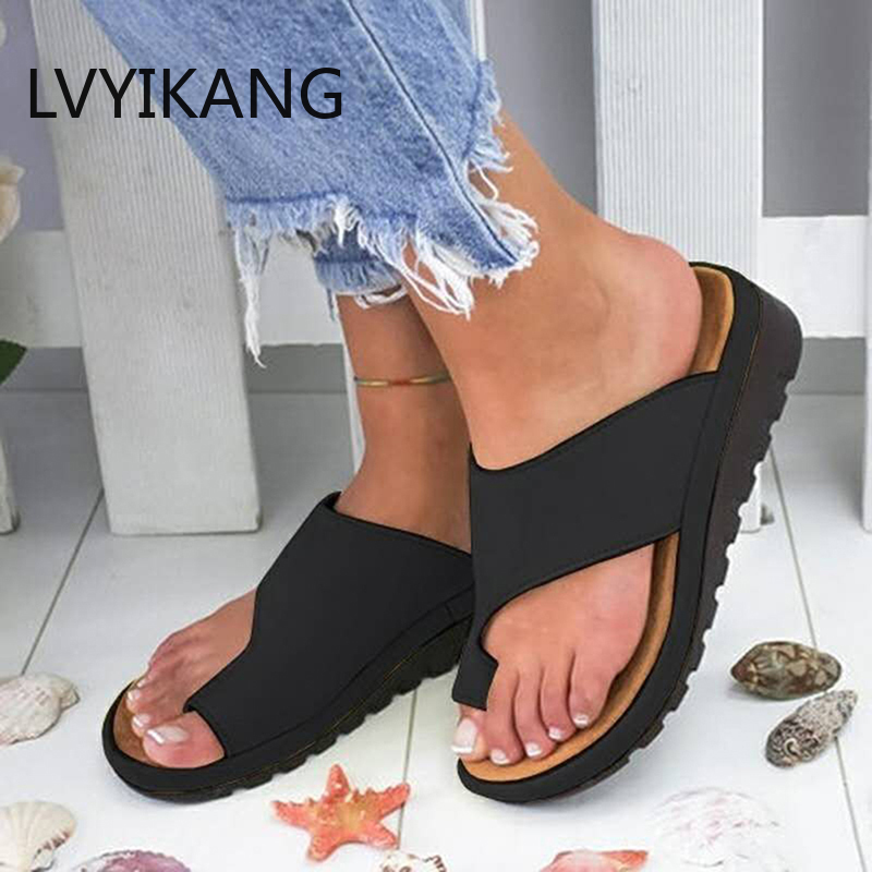 

Women PU Leather Shoes Flat Sole Ladies Casual Soft Big Toe Foot Correction Sandal Orthopedic Bunion Corrector Dropshipping, Leopard