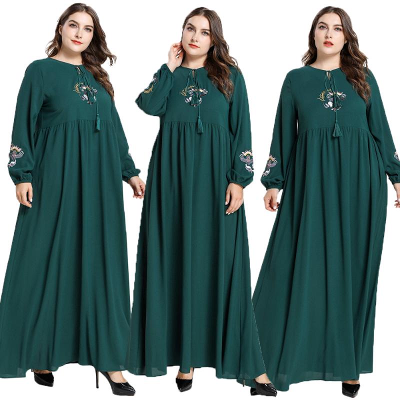 

Ramadan Muslim Women Abaya Long Sleeve Maxi Dress Robe Cocktail Party Pleated Flare Sleeve Islamic Dubai Kaftan Jilbab Plus Size