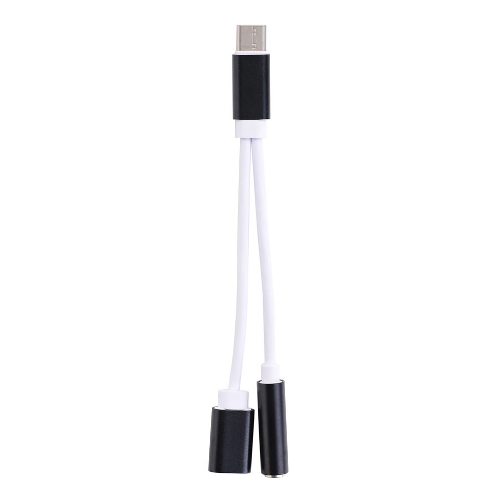 

New Arrived Type- C to 3.5 mm and Charger 2 in 1 Headphone Audio Jack Cable Adapter, Black