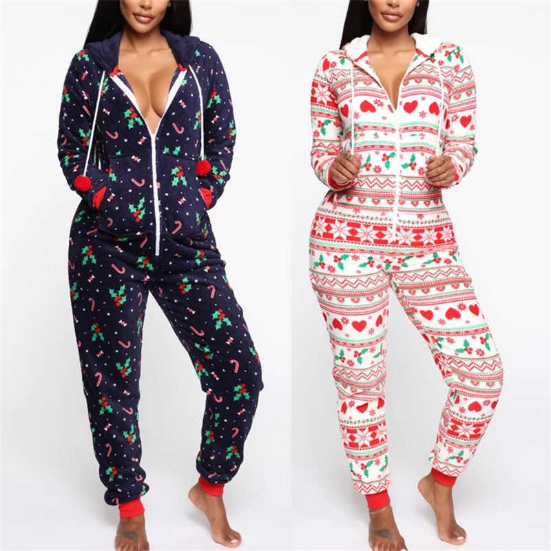 Magiyard Navidad con Capucha de impresión Romper Jumpsuit Trajes de Pijamas 