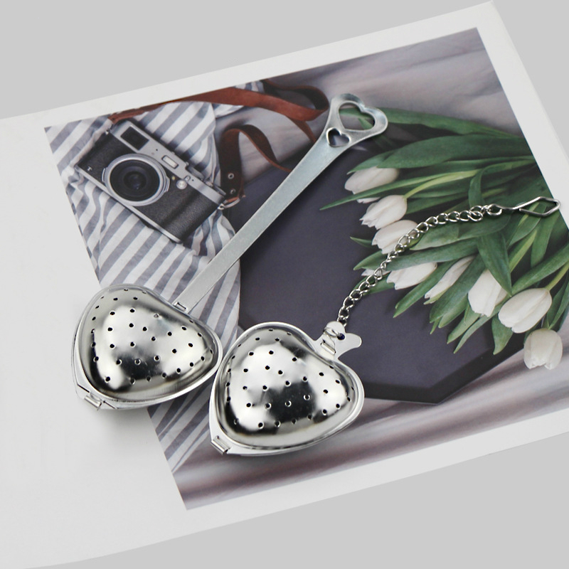 

Heart shape tea infuser loose leaf filter flower strainer metal spoon stir long handle SS304 kitchen accessories