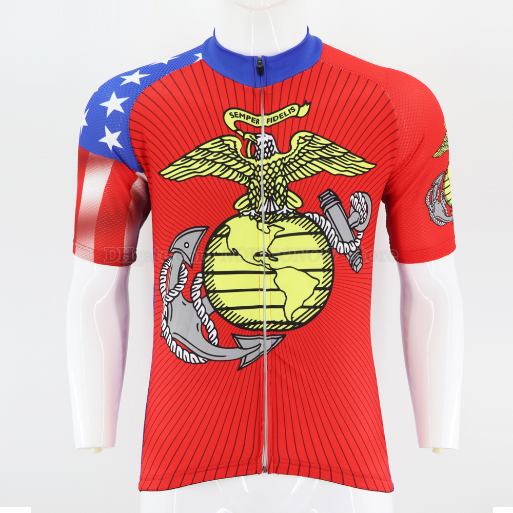 

Classic USA marines cycling jersey summer men Short Sleeve retro bike wear clothing road cycling shirt mtb cool bicycle clothes, Red