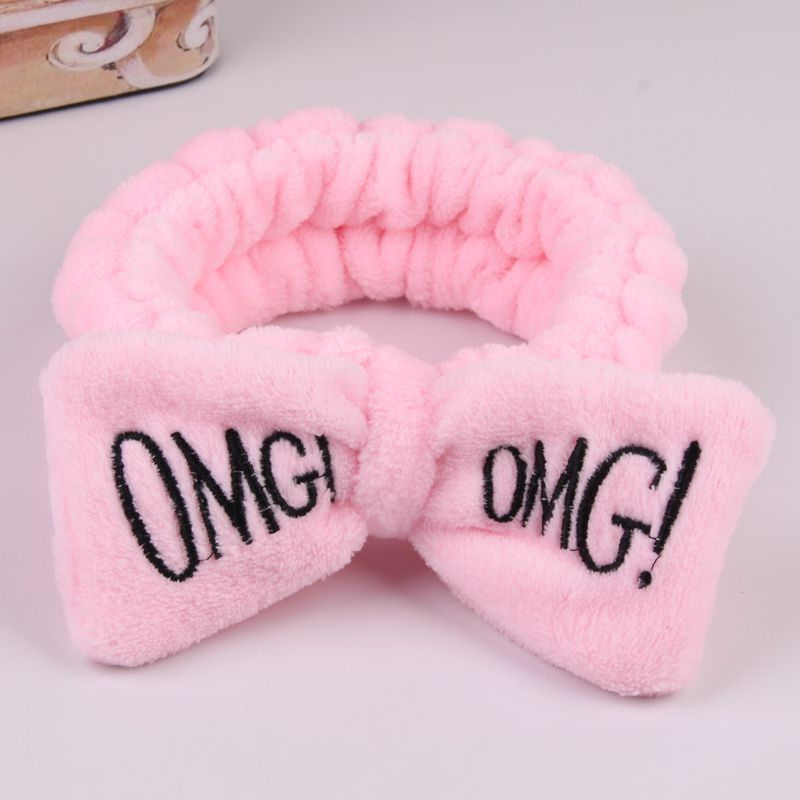 

Candy Color Letters Bow Headband Coral Fleece Hairbands for Women Wash Face Makeup Hairband Hair Ties for Girls