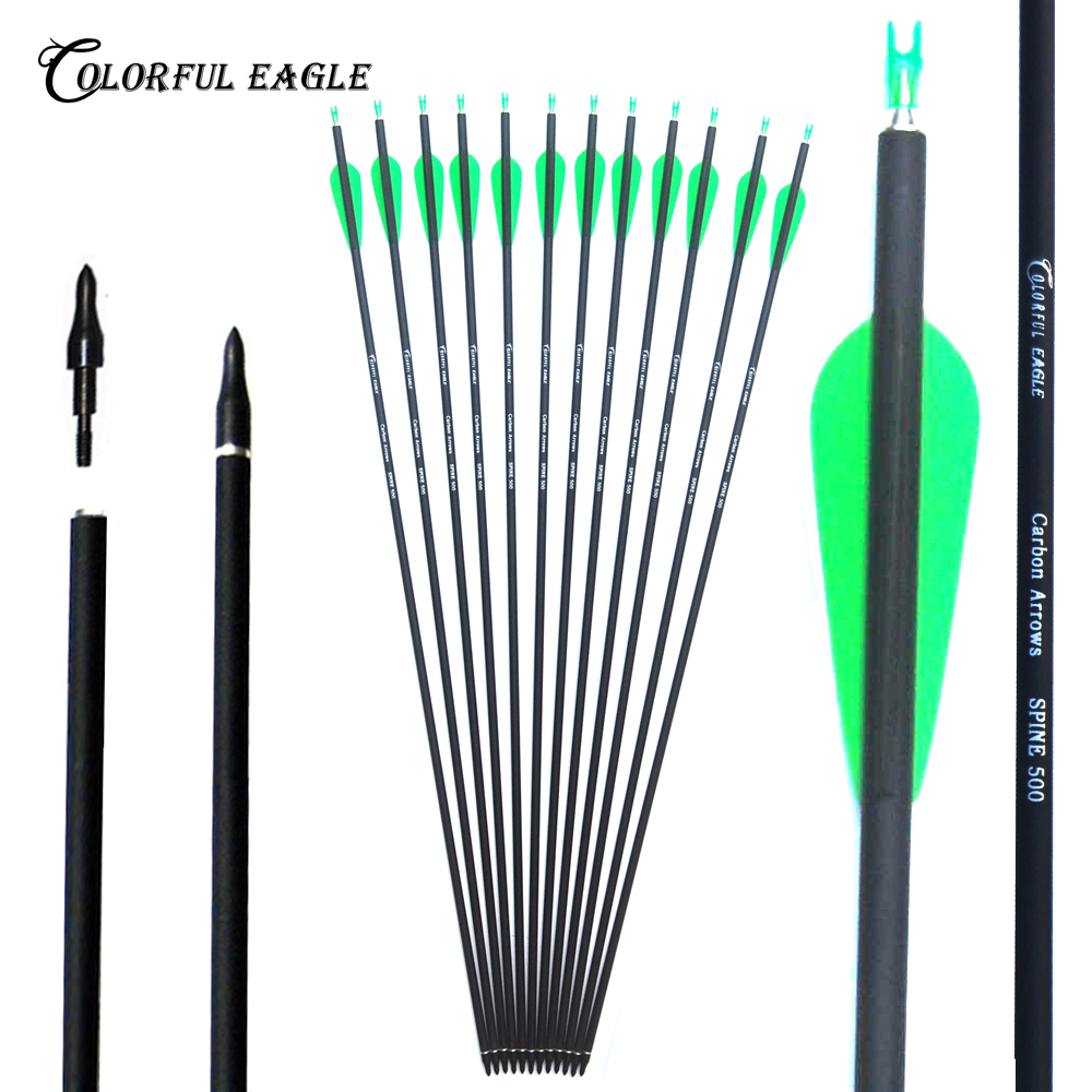 

28/30/31 inch carbon arrow archery hunting with Replaceable Arrow heads for Recurve Compound Bow Arrows Shooting