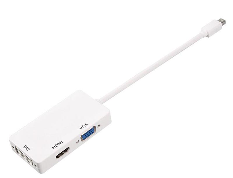 

3 In 1 Thunderbolt Mini Display Port DP Male To HD DVI VGA Female Adapter Converter Cable For Apple MacBook Air Pro MDP