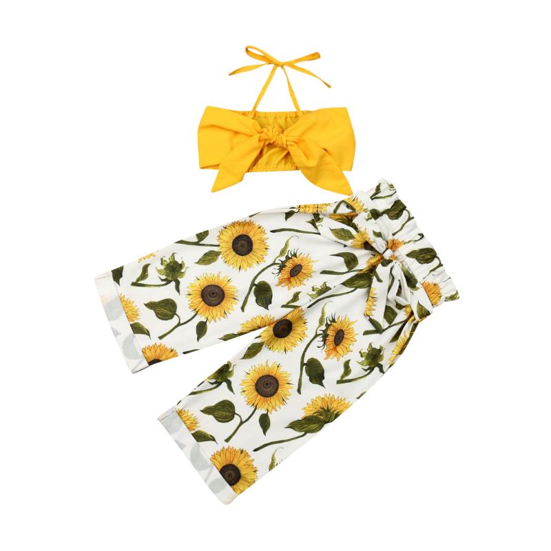 

Emmababy 2PCS Toddler Baby Girls Clothes Halter Vest Tops Sunflower Pants Outfits Sunsuit, Pink