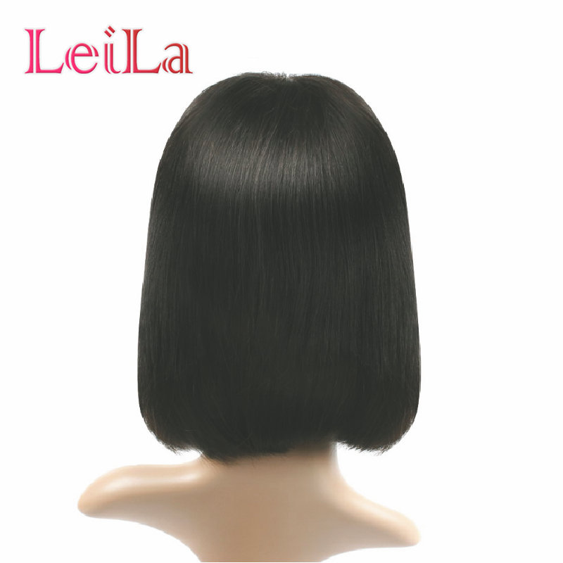 Wholesale Peruvian Human Hair Wigs Machine Wigs Natural Short Bobo Wigs With Bangs Remy Hair Straight Hairs Wig For Black Women