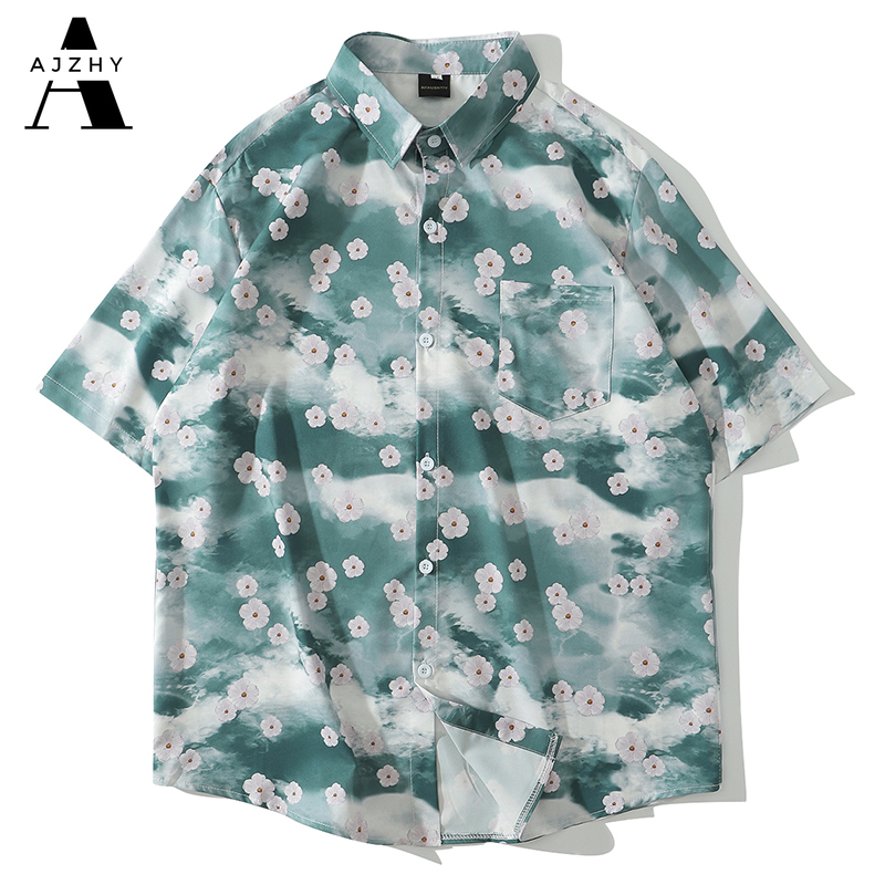 

Camouflage Daisy Flower Print Hawaiian Aloha Beach Shirts Streetwear Hip Hop Harajuku Casual Short Sleeve Holiday Shirt Men Tops, Black