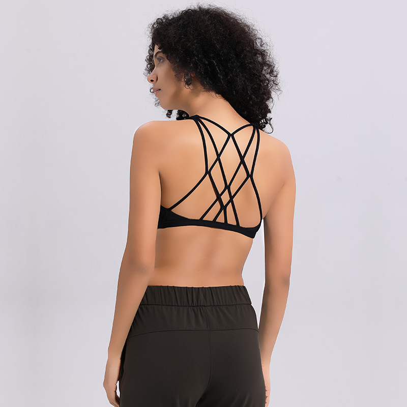 

Sexy Strappy Yoga Bra Women Padded Sports Bra Shake Proof Running Workout Gym Top Tank Fitness Shirt Vest Net, Dqc5256 green