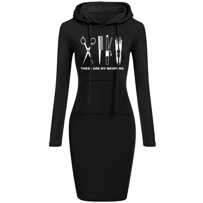 Barber Dress Women Hooded Long Sleeve O Neck Cotton Hairdresser