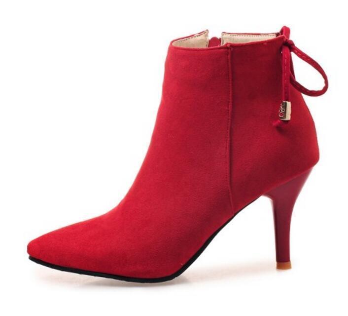 womens red suede ankle boots