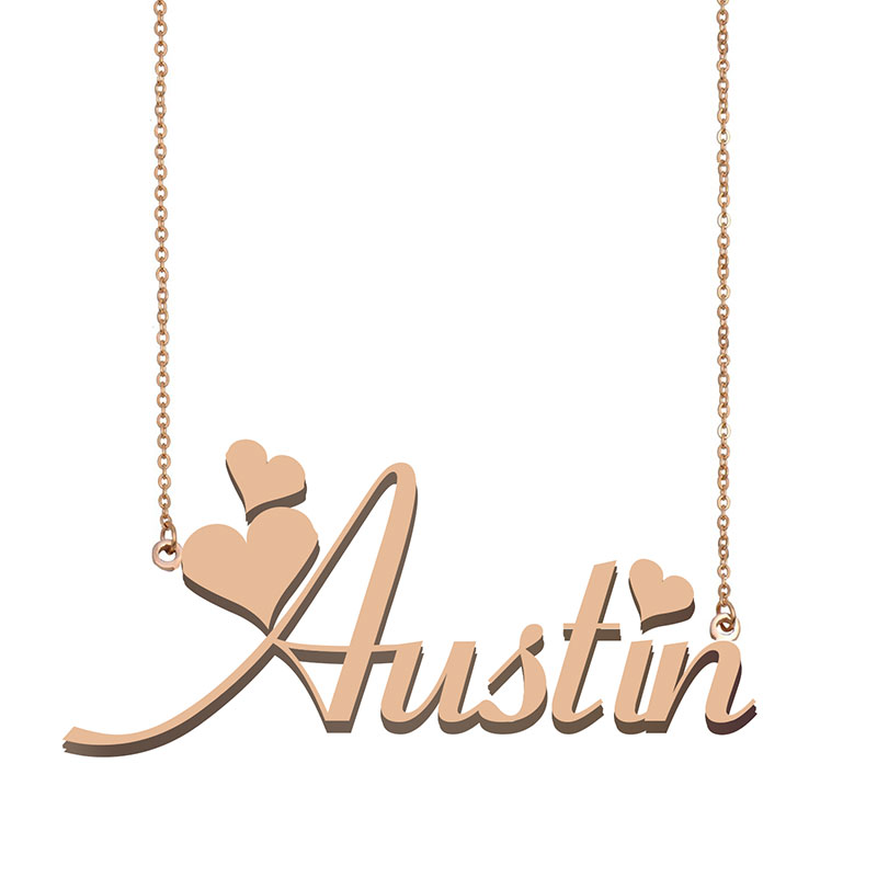 

Austin Name Necklace Pendant for Women Girlfriend Gifts Custom Nameplate Children Best Friends Jewelry 18k Gold Plated Stainless Steel