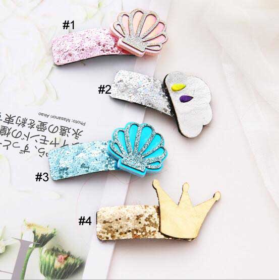 

Small Hair Clips Sequense Shell Cloud Hair Barrettes Girls BB barrettes Hair Unicorn party hairbands, As pic/5.5cm/4g