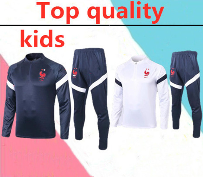 

2020 Fr kids 2 STAR Maillot de Foot survetement football tracksuit 2020 MBAPPE POGBA GRIEZMANN kids soccer tracksuit, White