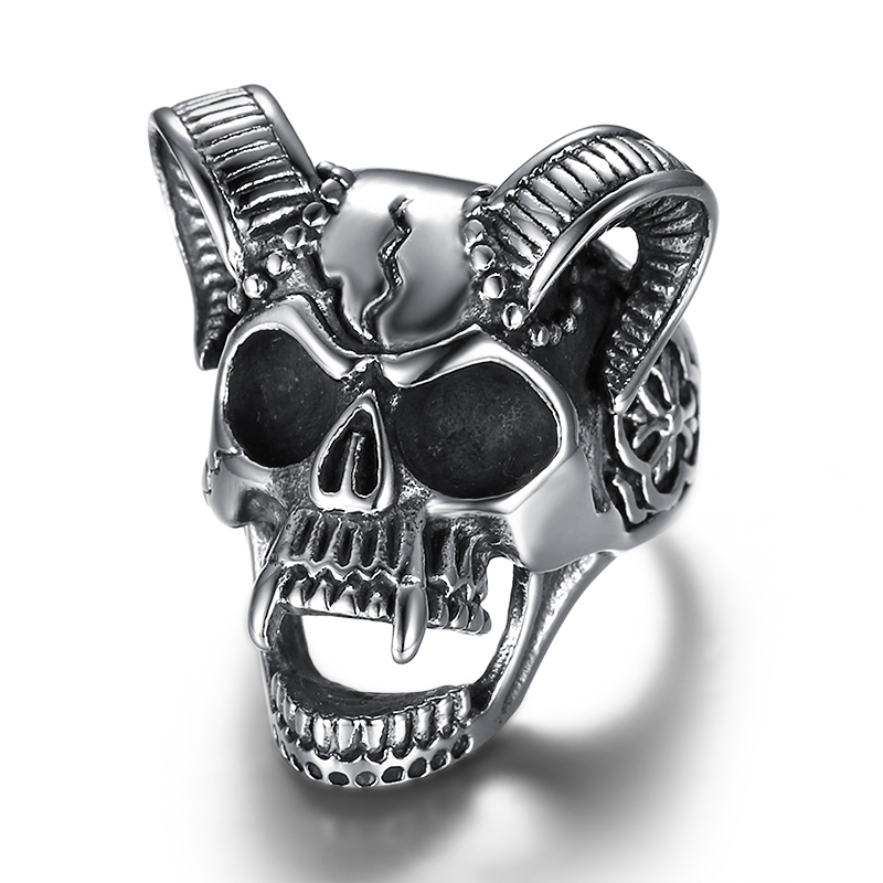 

Vampire Goat Devil Skull Skeleton Mens Rings Big Goat Head Stainless Steel Animal Finger Ring For Men Wholesales Fashion Jewelry