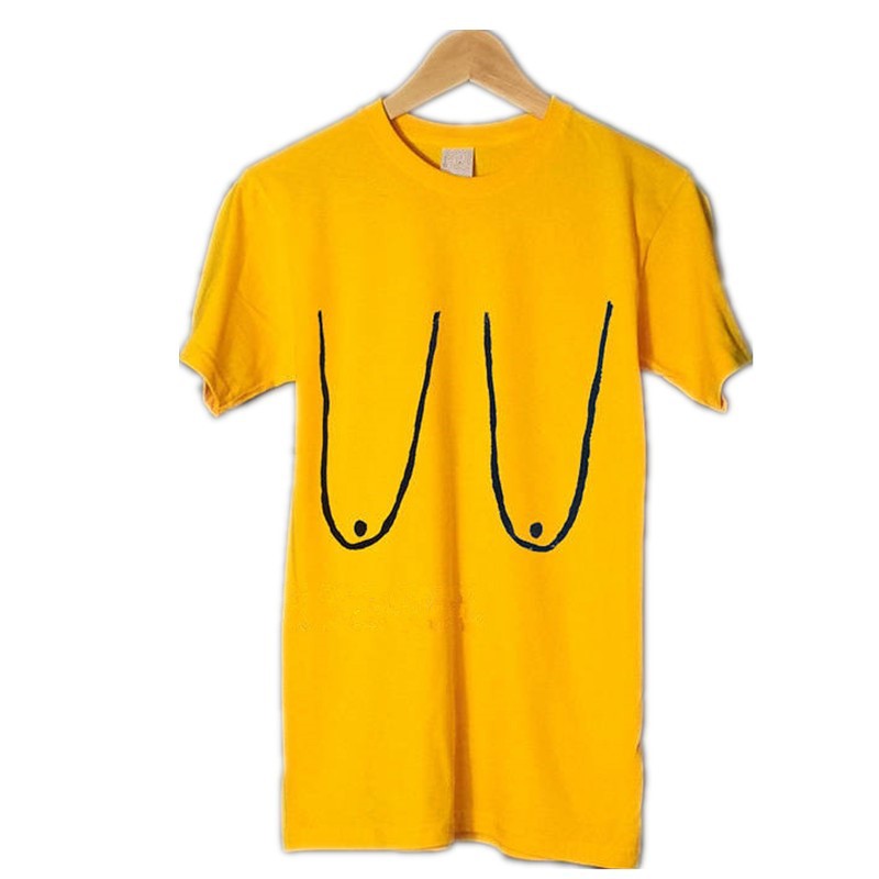 

Women Tit Breast Printed Harajuku Tee Aesthetic Letter Streetwear Crew Neck Soft Slogan Hipster Short Sleeve Top T-Shirt, Yellow