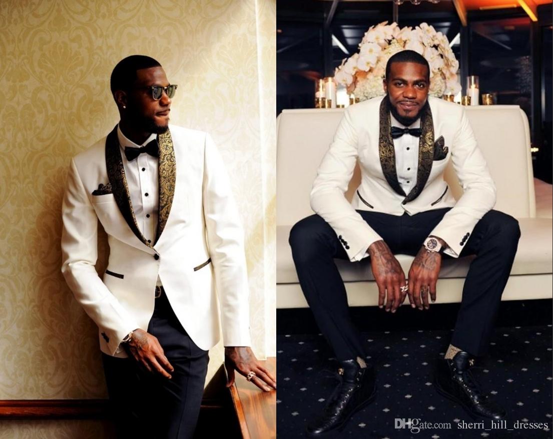 Mens White Suit Gold Tie Australia 