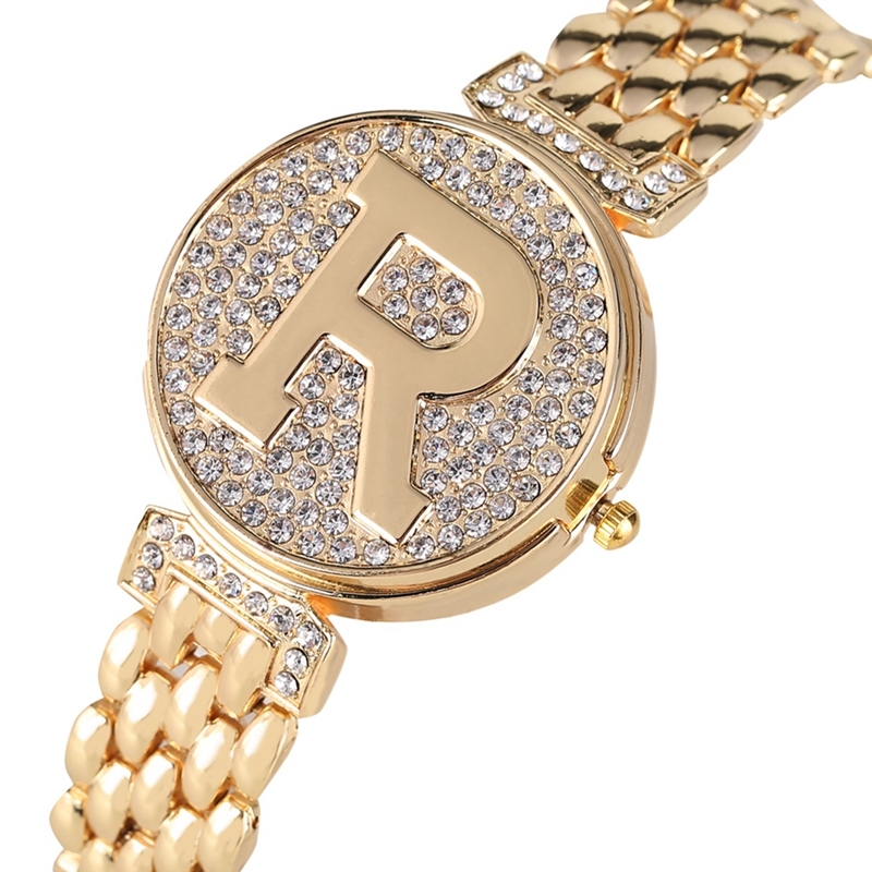 

Letter R Crystal Diamond Unique Flip Cover Quartz Watch Fashion Bling Casual Ladies Bracelet Watch Golden Watch feminino relogio LY191226, Silver