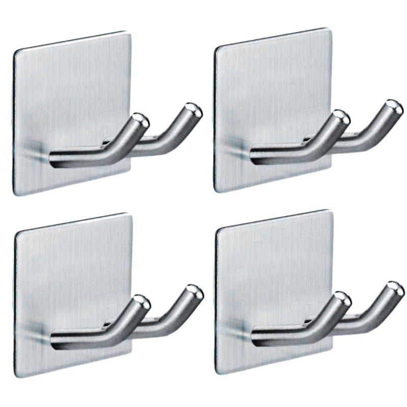 

Adhesive Hooks Wall Hooks Hanger Deluxe Razor Holder for Shower-Hook Hanger,Waterproof Stainless Steel Stick on (Set of 4