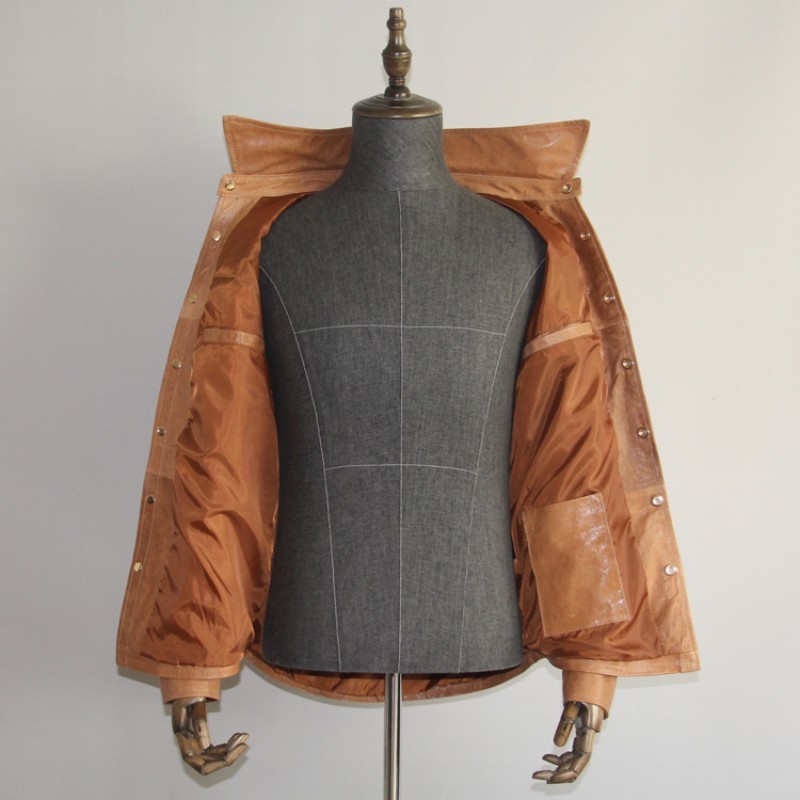 

Genuine Leather Office Outerwear Men Casual Single Breasted Slim Fit Spring 2020 Sheepskin Shirt Plus Size, As picture