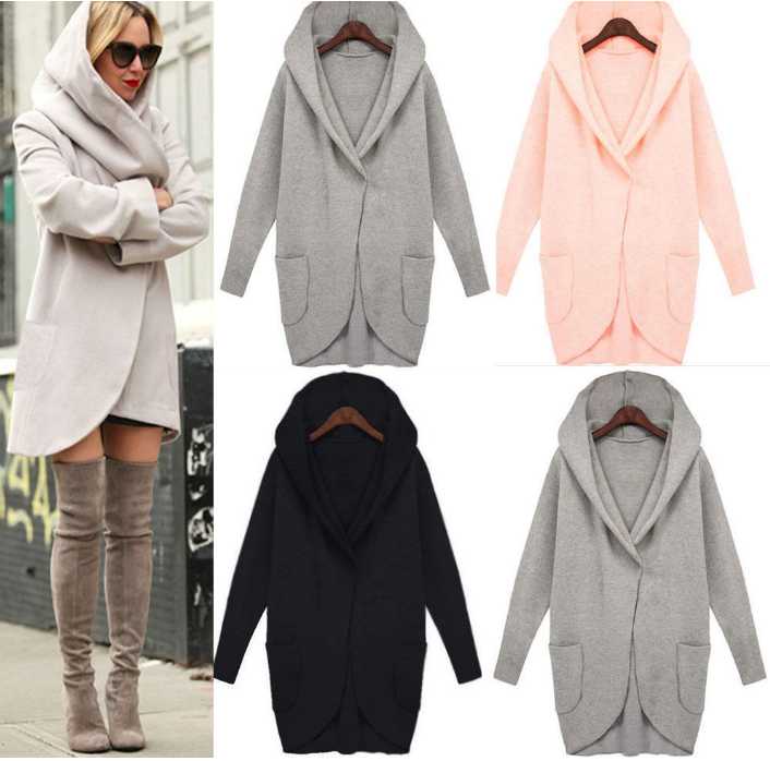 

2019 Autumn Winter Knitted Hooded Cardigan Women Fashion Long Sleeve Solid Cardigan Sweater Female Casual Loose Outwear Tops, Black