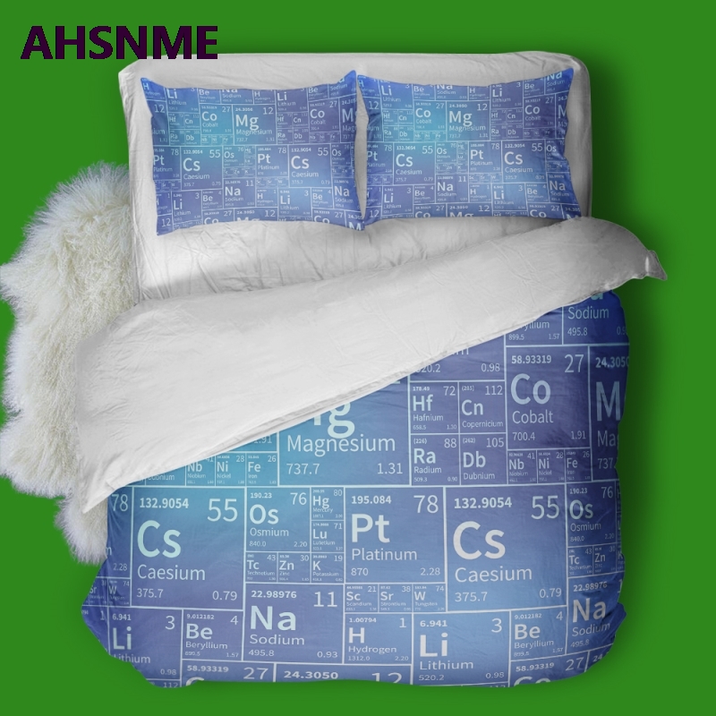 

AHSNME Scientific Periodic Table of Elements Quilt cover Set Proton Number Electronic Number Relationship Bedding Set, As pic