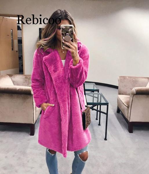 

Winter Women Faux Fur Coat Luxury Long Fur Coat Loose Lapel OverCoat Jacket Thick Warm Plus Size Female Plush, Color 1