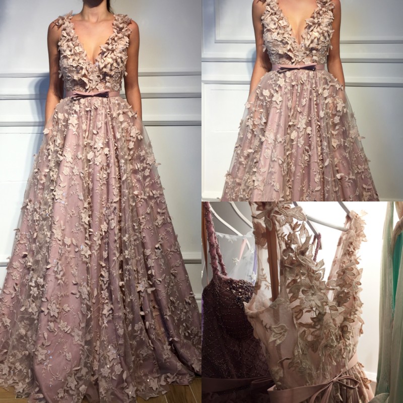 

Modest A Line Evening Prom Dress Spaghetti Sleeveless Tulle Lace Party Dress Floor Length Sash Hand Made Flower robes de soirée, Orange