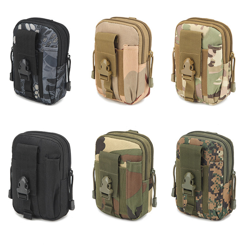 

Waterproof Nylon Tactical Waist Outdoor Hunting Bag Men Tactical Pouch Belt Waist Bag Running Pouch Travel Camping Hiking Bags, Black