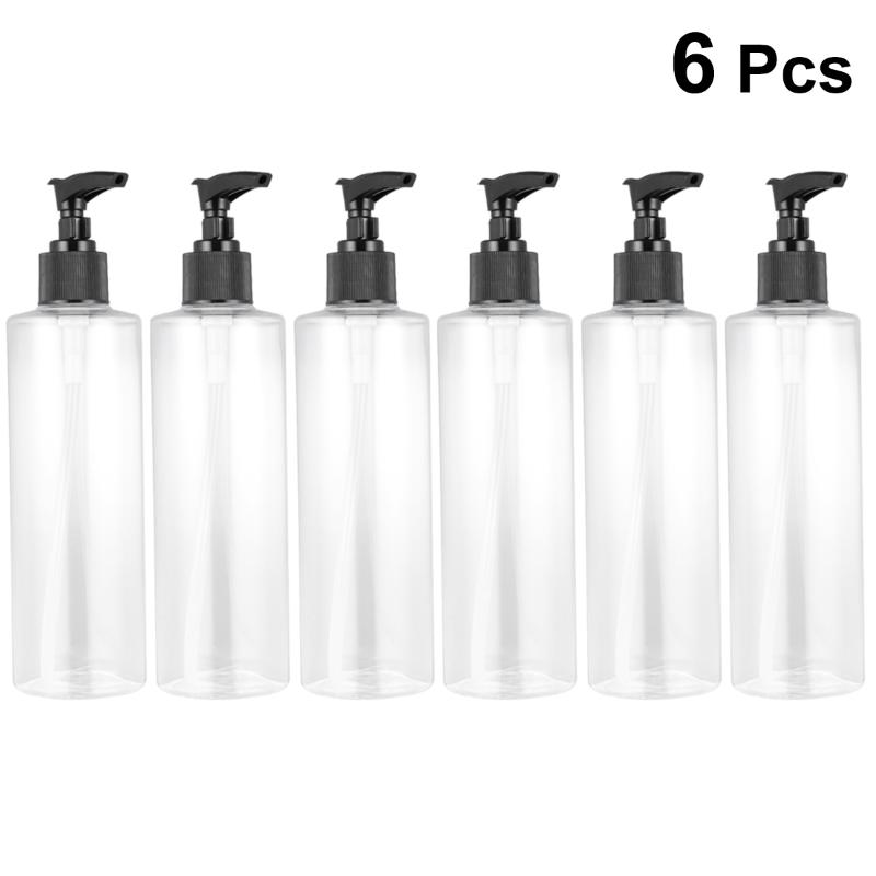 

6pcs 250ml Brown Bath Refillable Bottle Shower Gel Shampoo Press Bottle Press Pump Travel Accessories PET Storage