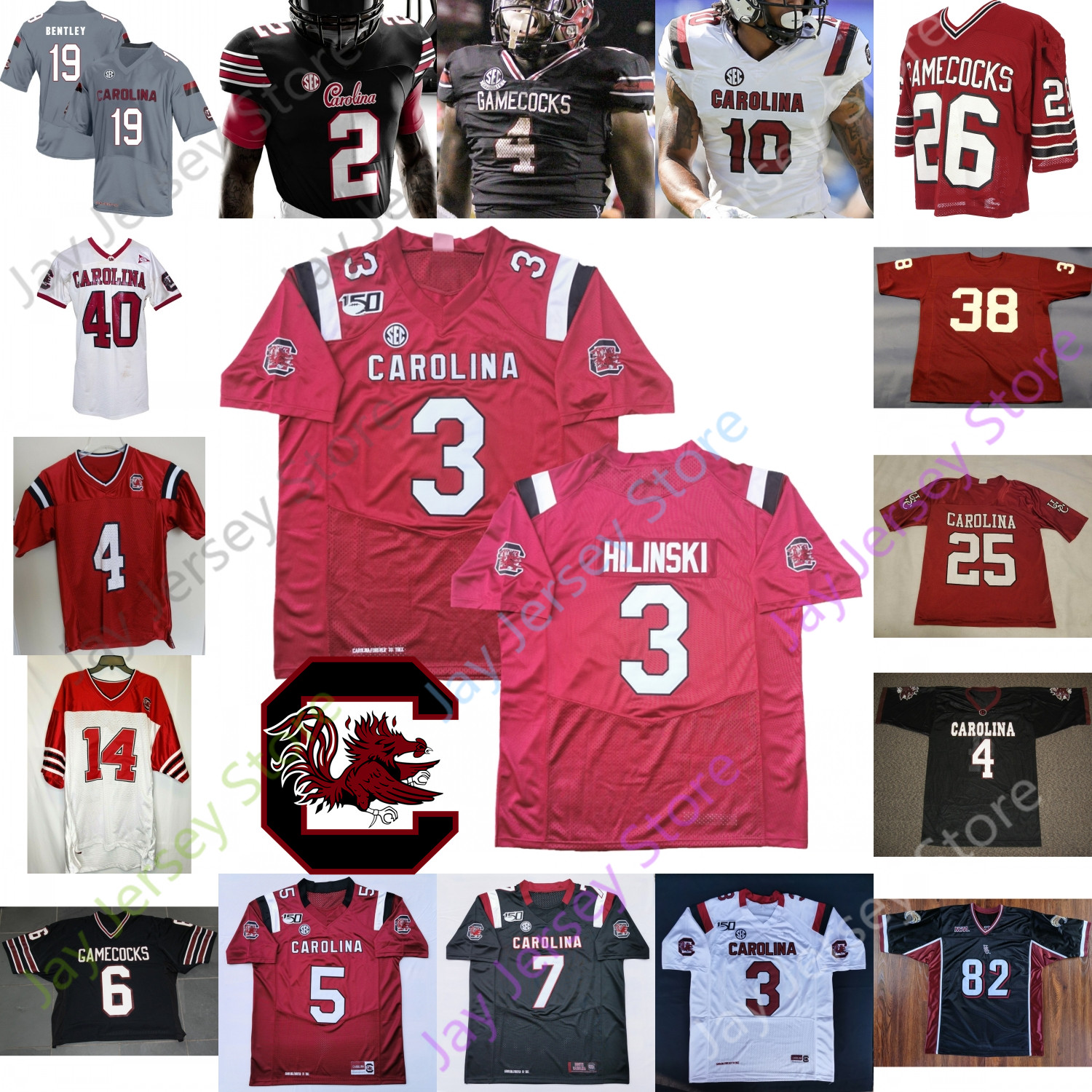 

South Carolina Gamecock Football Jersey NCAA College Shaq Roland Jadeveon Clowney Connor Shaw Jake Bentley Marcus Lattimore Davis Joyner, Black iv