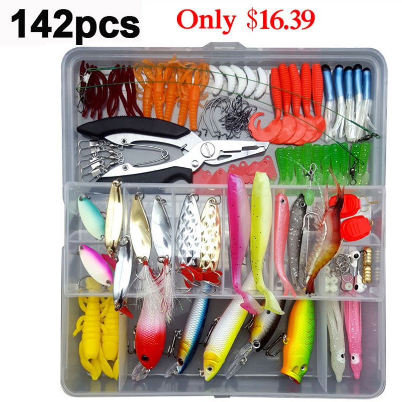 

33/56/104/106/109/122/142/166/280pcs Fishing Lures Set Spoon Hooks Minnow Pilers Hard Lure Kit In Box Fishing Gear Accessories T200602