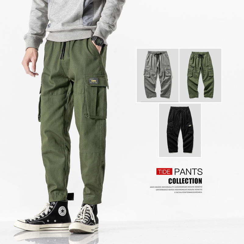 

Streetwear jogging pants Men's Cargo Pants Sports Sweatpants Male Elastic Waist Man Casual Tracksuit Trousers 2020 Summer, Black