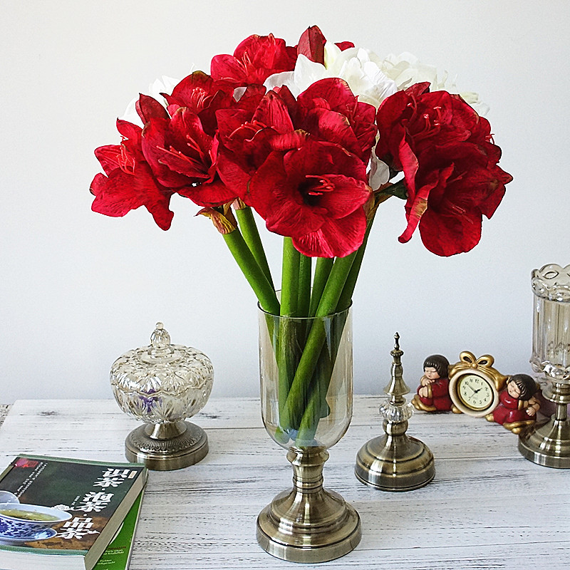 

4Pcs/lot Artificial Amaryllis flower fleurs artificielles for home table wedding decoration silk flowers Hippeastrum flores, Pink