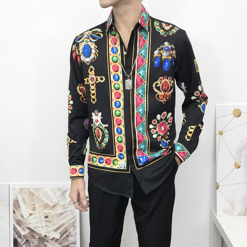 

2020 Italian classic style mens shirts Medusa Shirt Of pol Floral Print Colors Luxury Casual Harajuku Shirt Long Sleeve Men's Head Medusa Sh