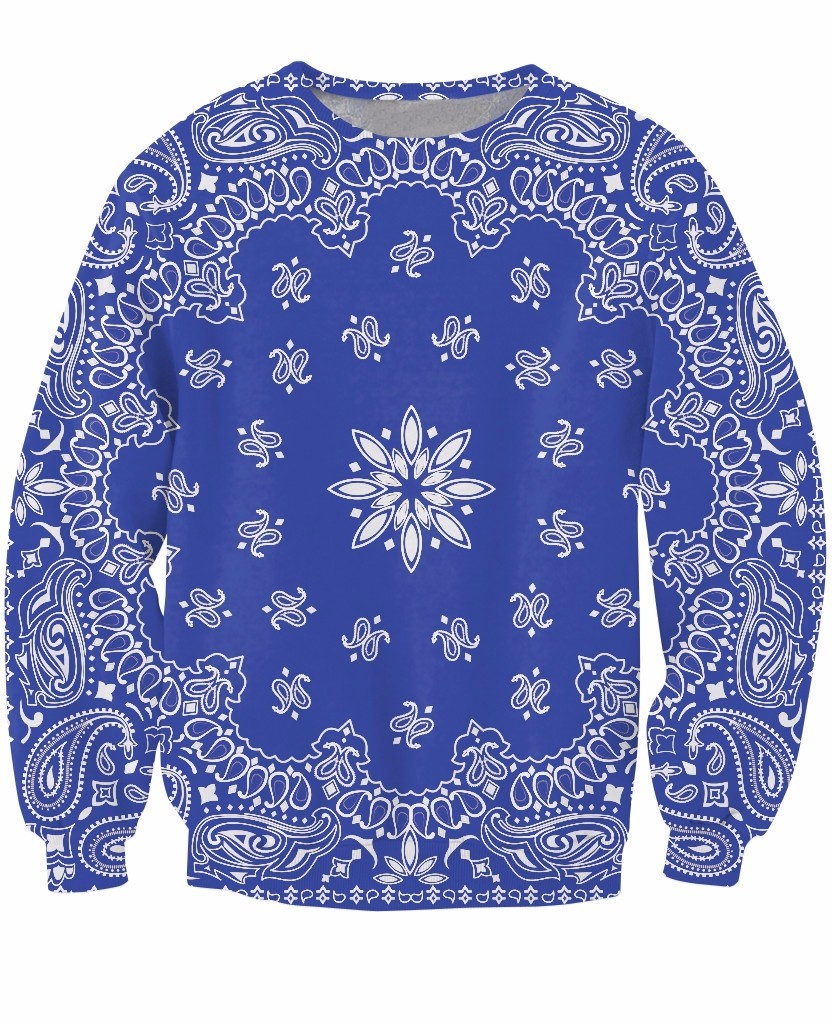 

Sweatshirt Blue Jumper Fashion Bandana Hip Hop Streetwear Tops Clothing Crewneck Men Print Women Harajuku Hoodies Bigxw, Black;gray