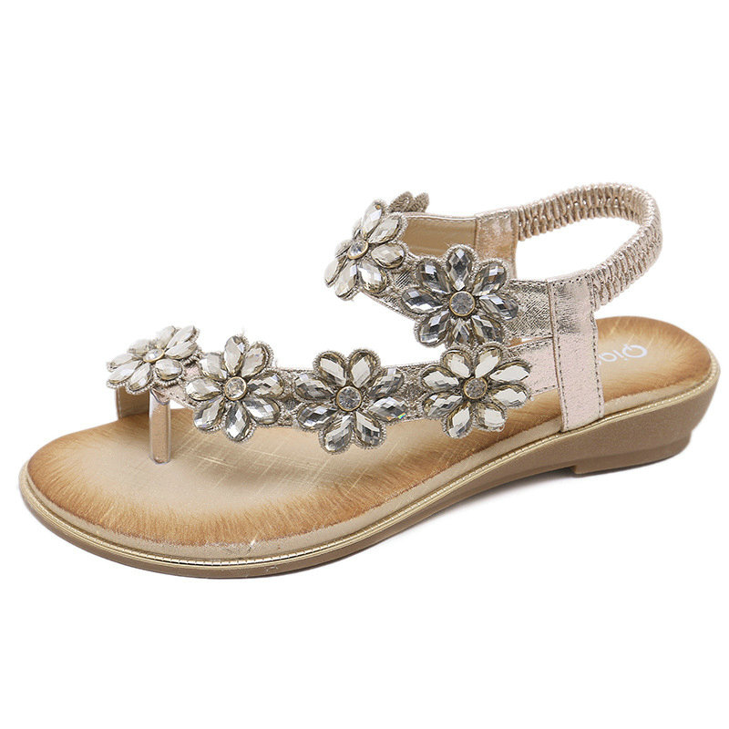 

Flower Diamond Sandals Fashion Summer Women Shoes Gladiator Beach Casual Sandals Leisure Female Ladies Women, Gold