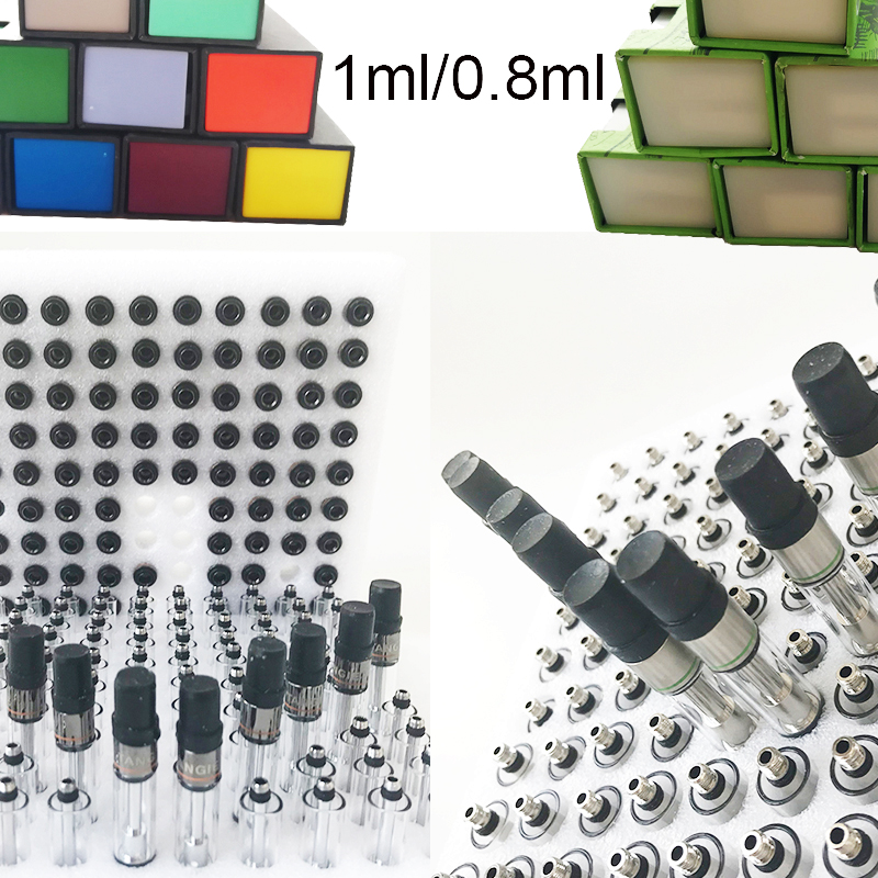

Black Green Box Empty Vape Cartridge Packaging 0.8ml 1ml Ceramic Atomizer Thick Oil Dab Pen Wax Vaporizer 510 Thread E Cigarettes