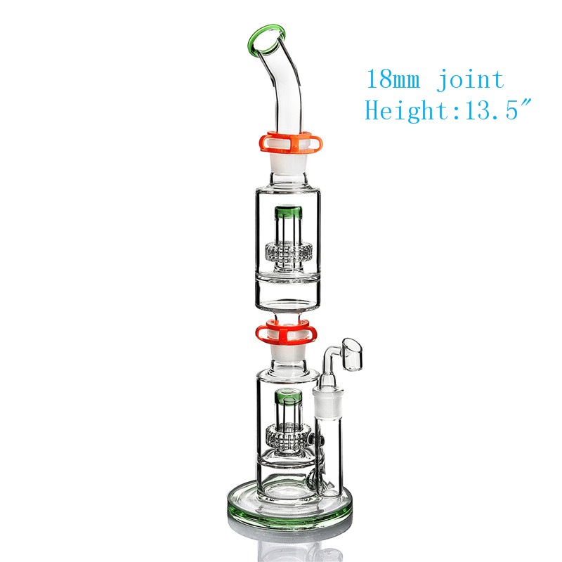 JM FLOW build a bong hookahs Glass Dab Rig Bongs water pipe thick pipe two honeycomb matrix perc wax oil rigs heady bubbler-image-525992251