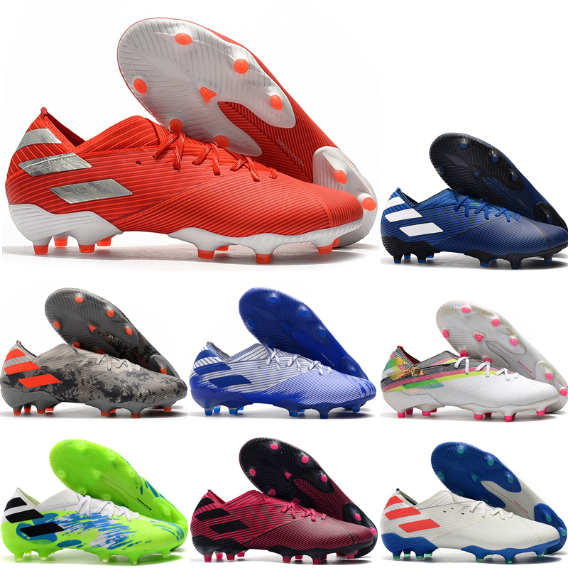 

2020 top quality mens soccer shoes outdoor soccer cleats Nemeziz 19.1 FG football boots Nemeziz 19 scarpe da calcio hot Tacos de futbol red, Color 1