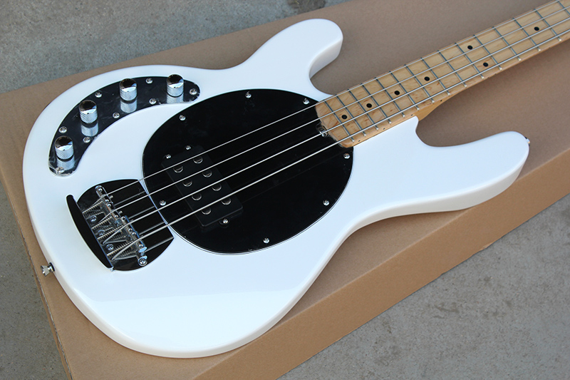 

Factory Custom Left Handed White 4 Strings Electric Bass with Maple Fretboard,Chrome Hardwares,Offer Customized